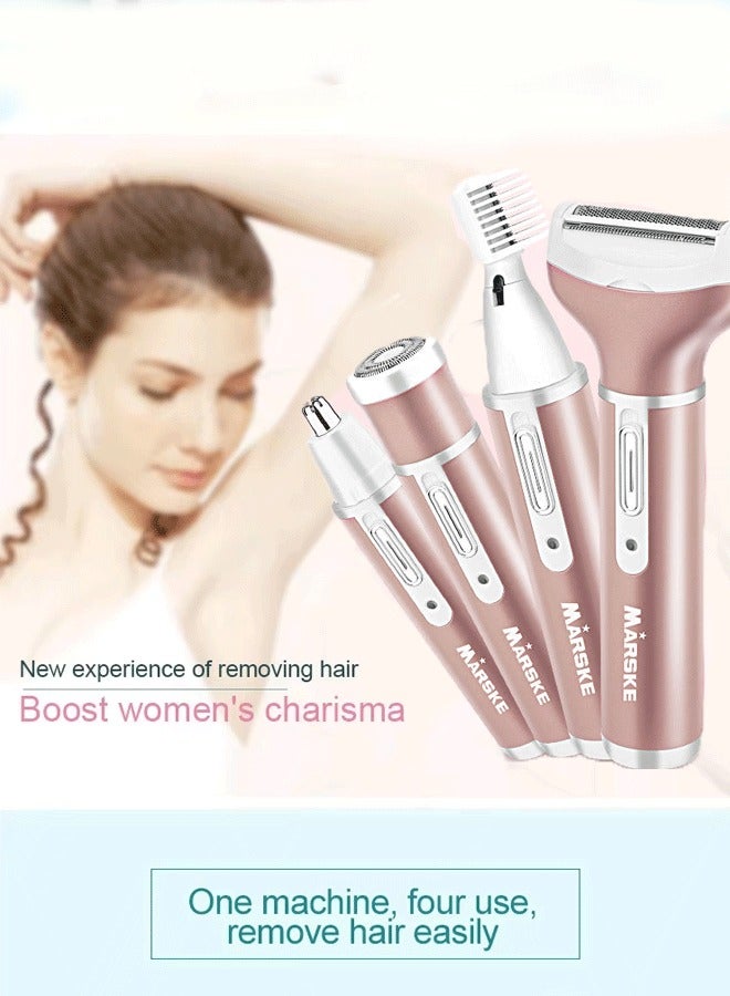 MARSKE Women's Hair Removal Electric Shaver Ladies Razor for Legs Bikini Facial Nose Ears Eyebrows Body Hair Trimmer 4 in 1 - Image 1