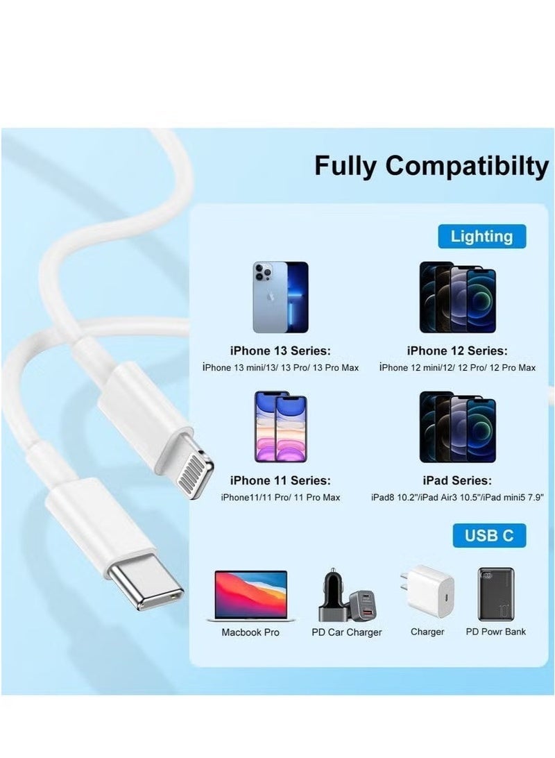 كيبل USB-C إلى لايتنينج بطول 1 متر للشحن السريع | كابل شحن آيفون بتقنية PD متوافق مع iPhone و iPad | متين وآمن وسريع نقل البيانات - Image 3