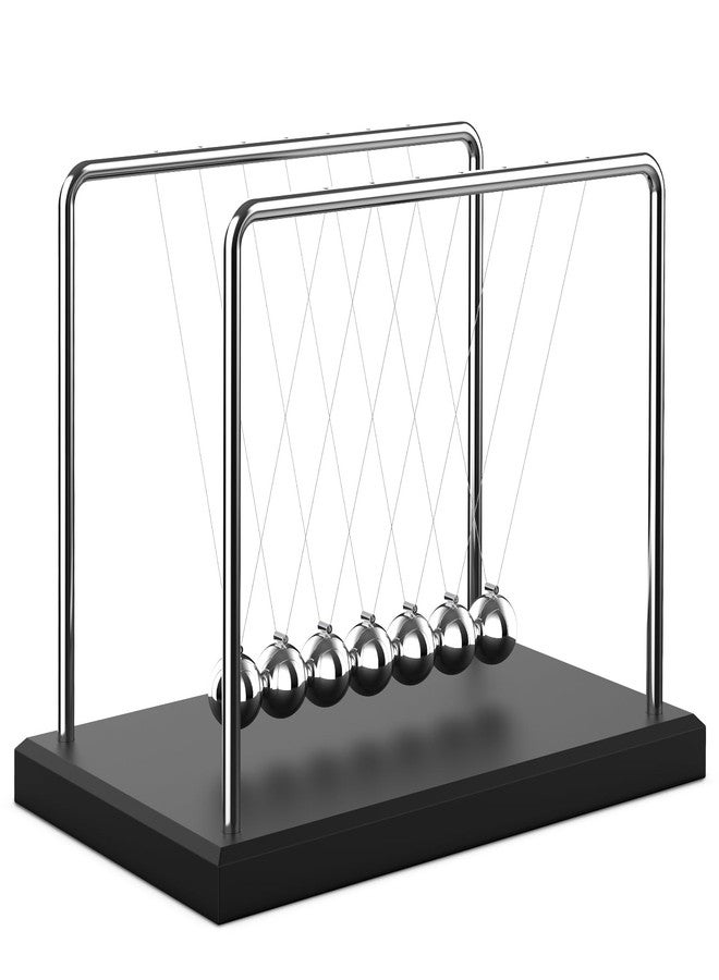 Theefun Newtons Cradle Balance Pendulum 7 Beads Swinging Balls About 50 Sec Swing, Science Physics Toys Kinetic Steel Balls for Stress Relief, Wood Base, Desk Ornaments for Office Home - Image 1