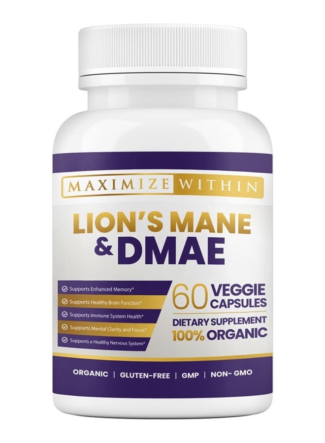 Maximum Slim Maximize Within Lion's Mane & DMAE - Supports Memory, Mental Clarity and Focus, 60ct - Image 1