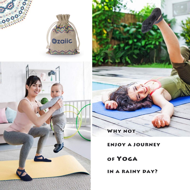Ozaiic Yoga Socks for Women with Grips, Non-Slip Five Toe Socks for Pilates, Barre, Ballet, Fitness - Image 4