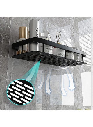 2 Piece No Drilling Bathroom Shower Shelf, Self Adhesive Floating Shower Caddy Set, Wall Mounted Storage Shelves for Bathroom, Black - view 5