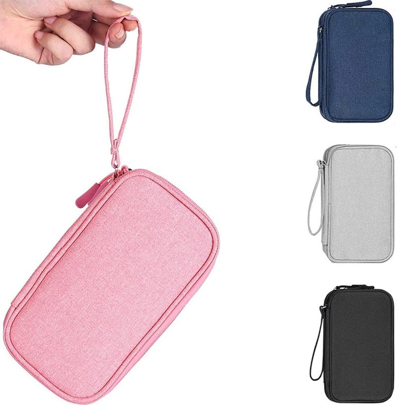 Qinntono Electronics Accessories Organizer Pouch Bag, Universal Travel Digital Accessories Storage Bag for Portable Charger, Cables, Earphone, iPhone, Cord, Customize Inside with Dividers, Pink - Image 5
