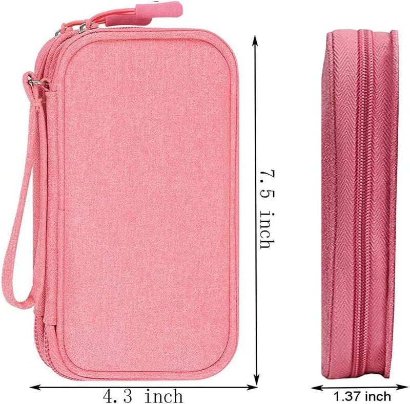 Qinntono Electronics Accessories Organizer Pouch Bag, Universal Travel Digital Accessories Storage Bag for Portable Charger, Cables, Earphone, iPhone, Cord, Customize Inside with Dividers, Pink - Image 2