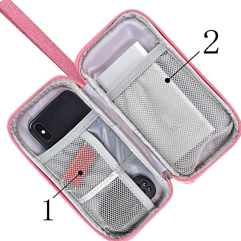 Qinntono Electronics Accessories Organizer Pouch Bag, Universal Travel Digital Accessories Storage Bag for Portable Charger, Cables, Earphone, iPhone, Cord, Customize Inside with Dividers, Pink - Image 3
