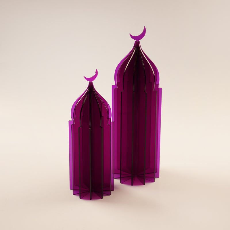 THE LUCERNA Lucerna Accent Acrylic Ramadan Decorative Piece, Purple 10*10*32Cm - Image 1