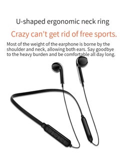 GELESE Wireless bluetooth earphones neck-mounted stereo noise reduction wireless sports headphone black  - Image 5