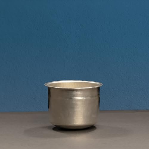 Zishta Handmade Eeya Chombu / Tin Vessel - Adukku Shape (Large) Rasam Vessel for Traditional Cooking | Pot for Cooking for Rasam/Chaaru/Saaru/To Store Curd | Silver (Dia: 13cm, Cap: 0.8-0.9L, H: 11.5cm, 0.52 Kg) - Image 2