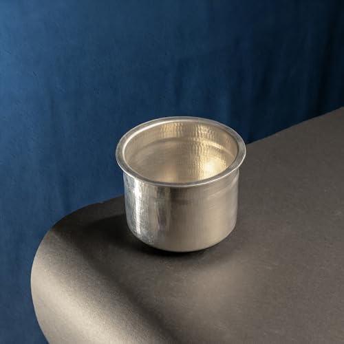 Zishta Handmade Eeya Chombu / Tin Vessel - Adukku Shape (Large) Rasam Vessel for Traditional Cooking | Pot for Cooking for Rasam/Chaaru/Saaru/To Store Curd | Silver (Dia: 13cm, Cap: 0.8-0.9L, H: 11.5cm, 0.52 Kg) - Image 5
