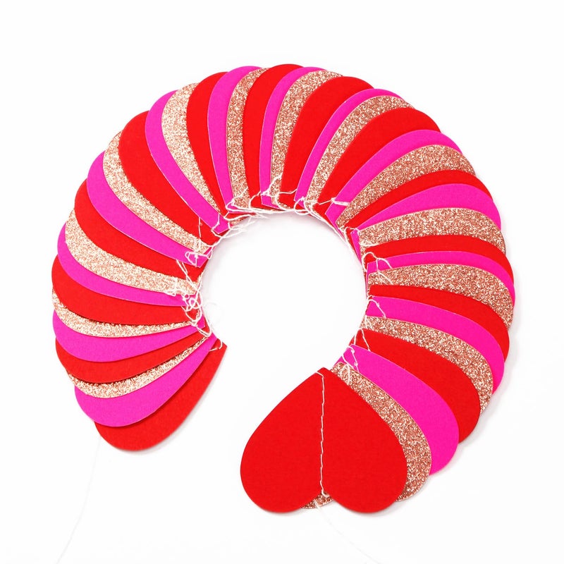 burgleda Rose-Gold Red Valentines Party-Decorations Heart-Garland - 52ft Galentines Glitter Streamers Banner,Women Romantic Special Night Wedding Bachelorette Bridal Shower Birthday Backdrop Decor Burgleda - Image 3