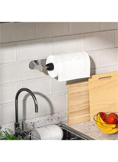 Generic Stainless Steel Under Cabinet Paper Towel Holder with One-Handed Tear, Wall Mount Adhesive, Silver Farmhouse Decor, Ratchet Mechanism Kitchen Bathroom Roll Holder.  - Image 4