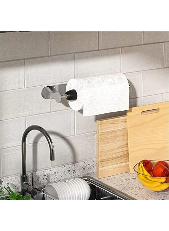 Generic Stainless Steel Under Cabinet Paper Towel Holder with One-Handed Tear, Wall Mount Adhesive, Silver Farmhouse Decor, Ratchet Mechanism Kitchen Bathroom Roll Holder.  - Image 4