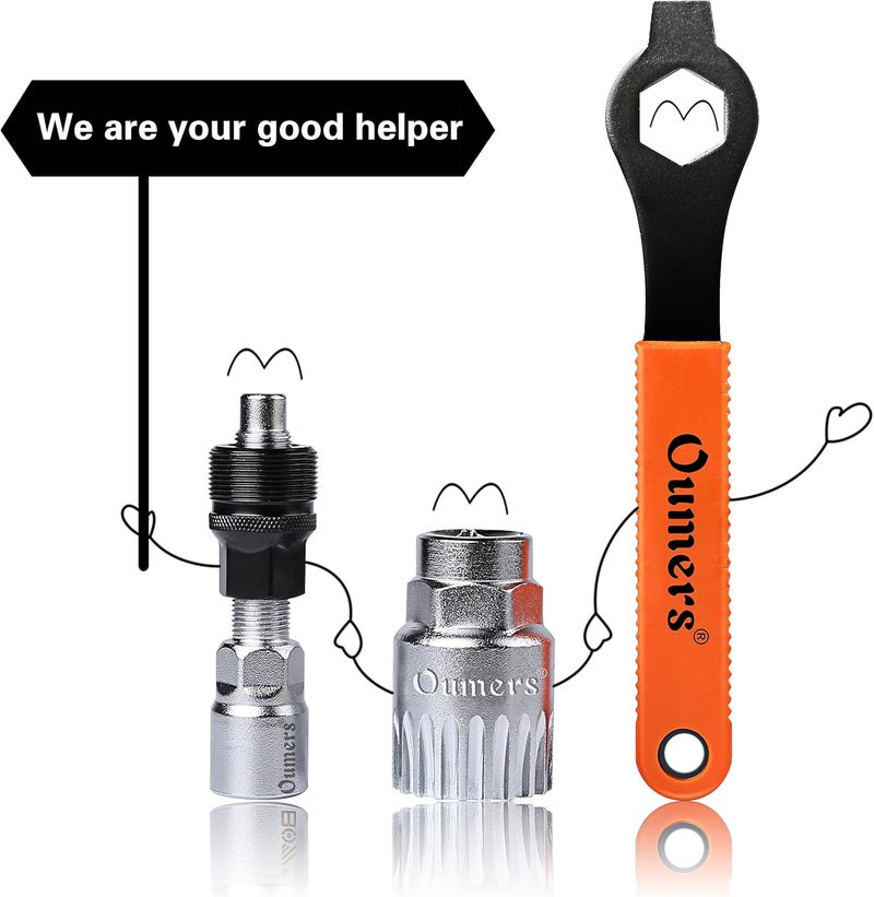 Oumers Bike Crank Extractor/Arm Remover and Bottom Bracket Remover with 16mm Spanner/Wrench. Professional Bicycle Repair Tool Kit - Image 2