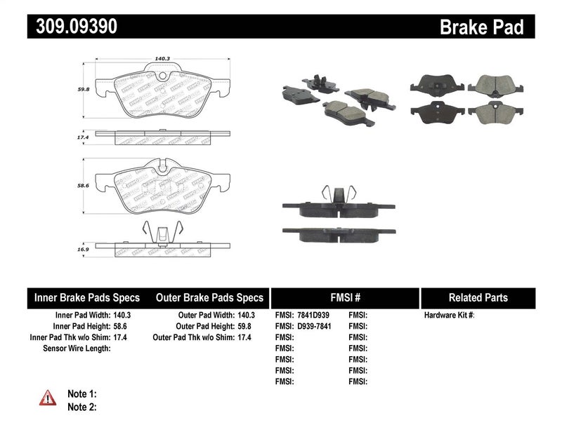 StopTech 309.09390 Sport Brake Pads with Shims and Hardware - Image 5