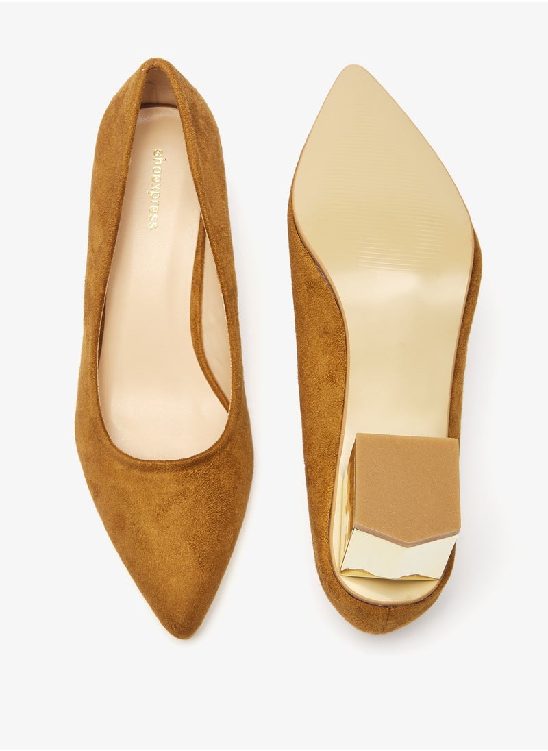 shoexpress - Womens Solid Slip On Pumps with Block Heels Brown - Image 1
