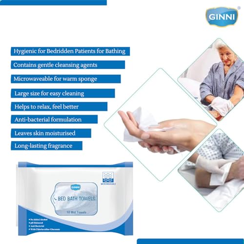 GINNI Bed Bath Towel, Hygiene Big Wet Wipes For Adults, Patients & Baby Wet Wipes & Refreshing Sponge Bath(10 Pulls/Pack) (Pack of 14) - Image 5