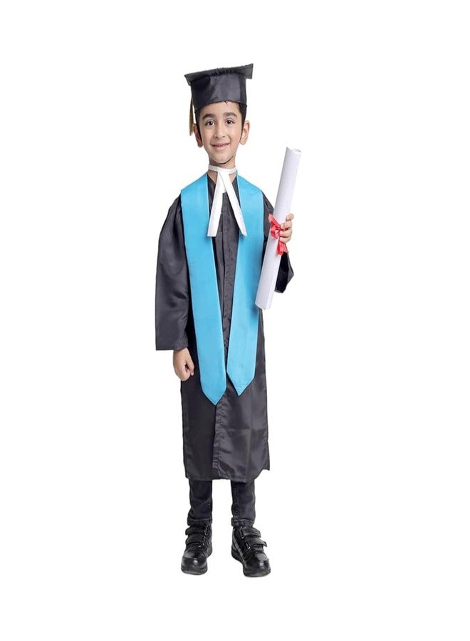 Desi Andaaz Kids Convocation Dress Graduation Gown and Cap Set | Breathable Polyester | Ideal for School, Nursery & Kindergarten Graduation(Black With Blue Sash)(4-5 Y) - Image 2