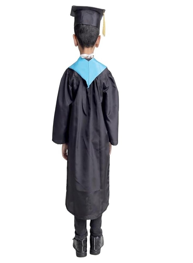 Desi Andaaz Kids Convocation Dress Graduation Gown and Cap Set | Breathable Polyester | Ideal for School, Nursery & Kindergarten Graduation(Black With Blue Sash)(4-5 Y) - Image 4