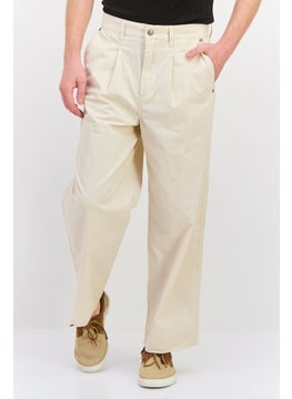 Wrangler Men Super Baggy Fit Solid Straight Leg Pants, Beige  - Image 1