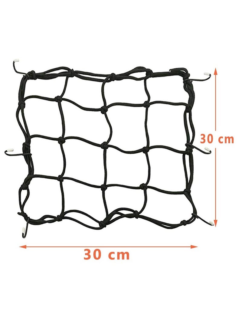 GNAFOTU 2 Pack Motorcycle Helmet Net Cargo Net,for Motorcycle Bike Load Cover ATVs with Hooks Elasticated Stretchable,30 cm x 30cm(Black) - Image 5
