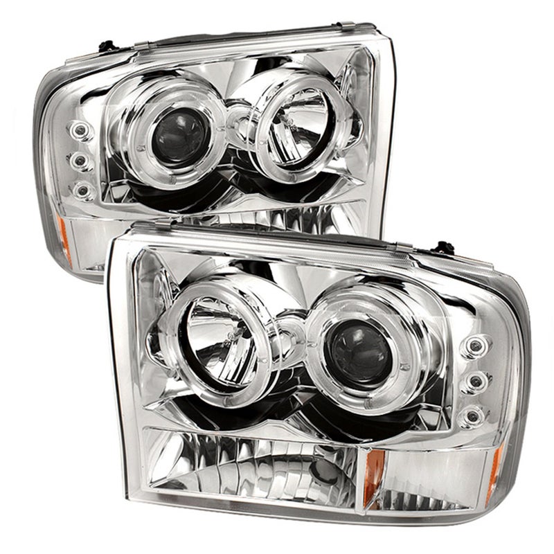 Spyder 5010360 Ford F250 Super Duty 99-04 / Ford Excursion 00-04 1PC Projector Headlights - Version 2 - LED Halo - LED ( Replaceable LEDs ) - Chrome - High H1 (Included) - Low H1 (Included) - Image 4