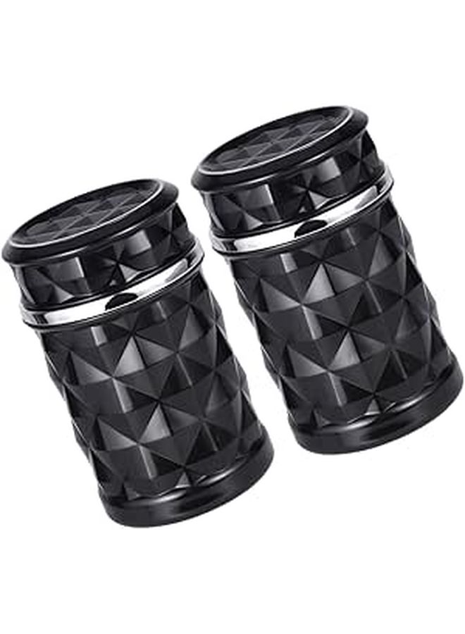 2Pcs Car Ashtray with Lid Smokeless Portable LED Light Non Slip Base Easy Clean Cup Holder Trash Bin - Image 1