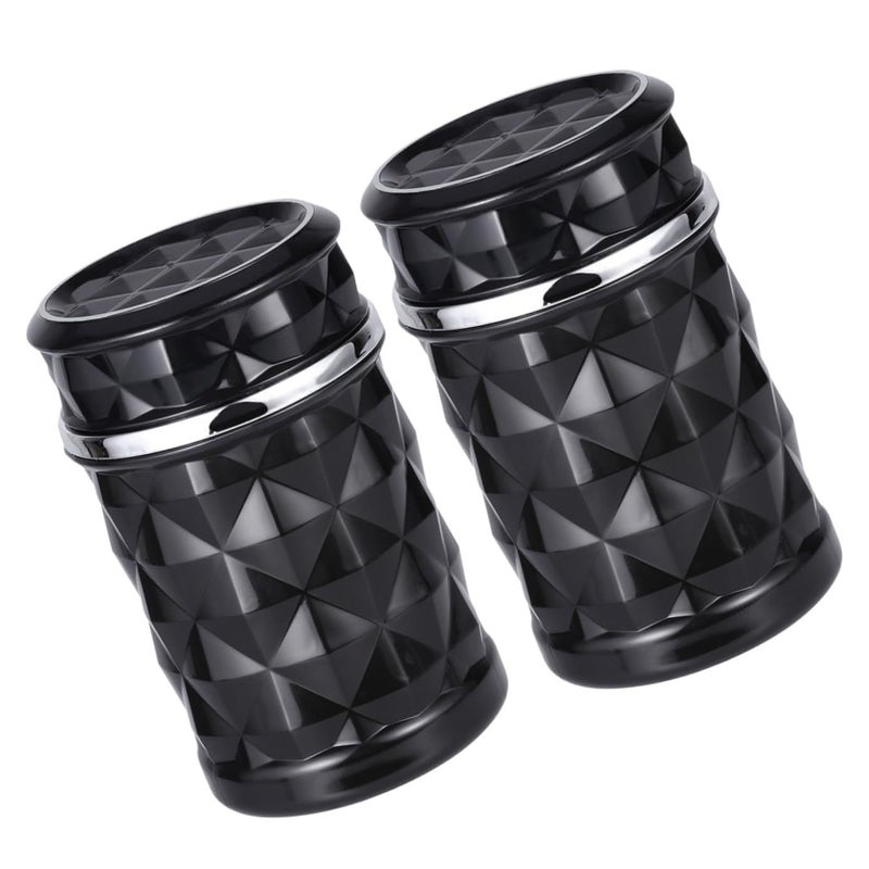 2Pcs Car Ashtray with Lid Smokeless Portable LED Light Non Slip Base Easy Clean Cup Holder Trash Bin - Image 2