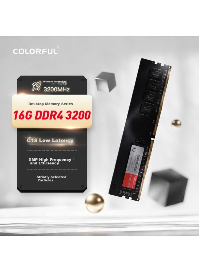 Colorful ذاكرة سطح المكتب ملونة 16 جيجابايت DDR4 3200، سلسلة Puli C18 - Image 1