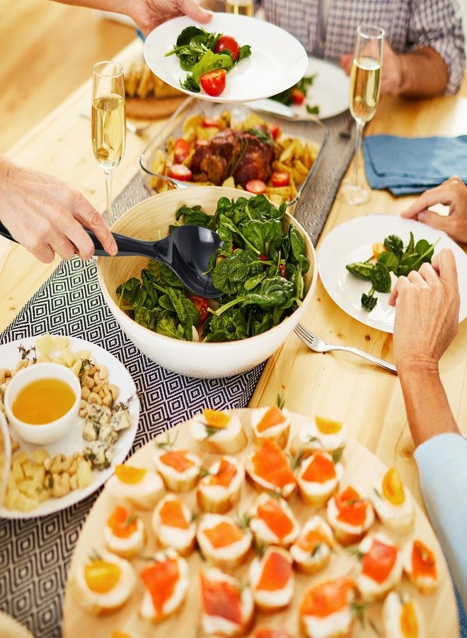Supernal 36pcs Serving Utensils,Black Plastic Serving Utensils,Disposable Serving Utensils Set Include 9.75"Serving Spoons 9.75"Serving Forks 6.3"Plastic Serving Tongs for 12 Guests - Image 2
