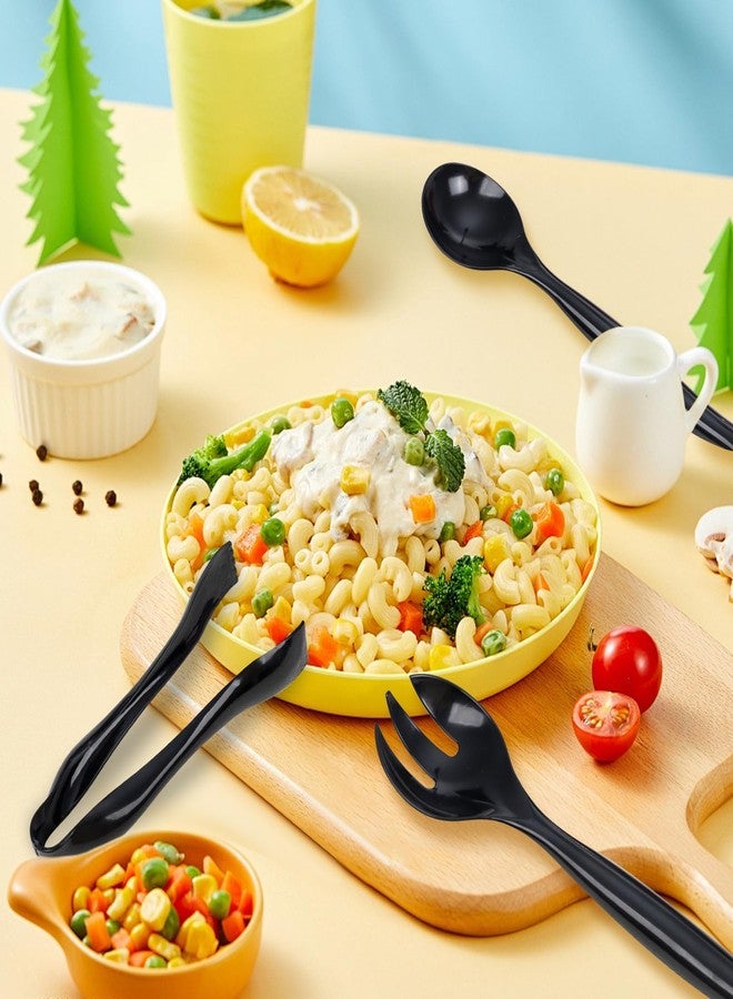 Supernal 36pcs Serving Utensils,Black Plastic Serving Utensils,Disposable Serving Utensils Set Include 9.75"Serving Spoons 9.75"Serving Forks 6.3"Plastic Serving Tongs for 12 Guests - Image 5