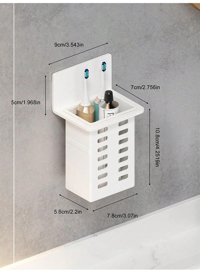 حامل فرشاة أسنان 2 قطعة، حامل معجون أسنان جداري منظم للحمام بدون حفر - Image 2
