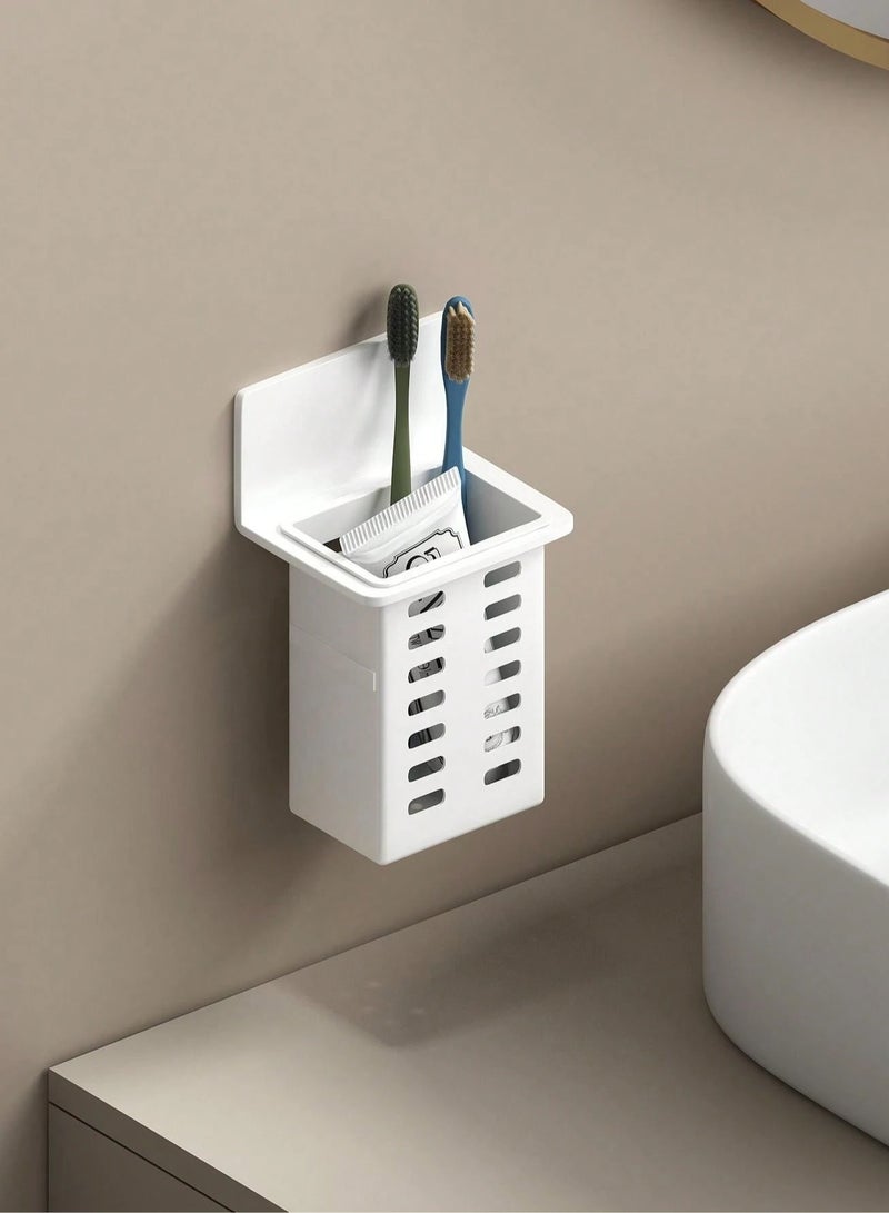 حامل فرشاة أسنان 2 قطعة، حامل معجون أسنان جداري منظم للحمام بدون حفر - Image 3
