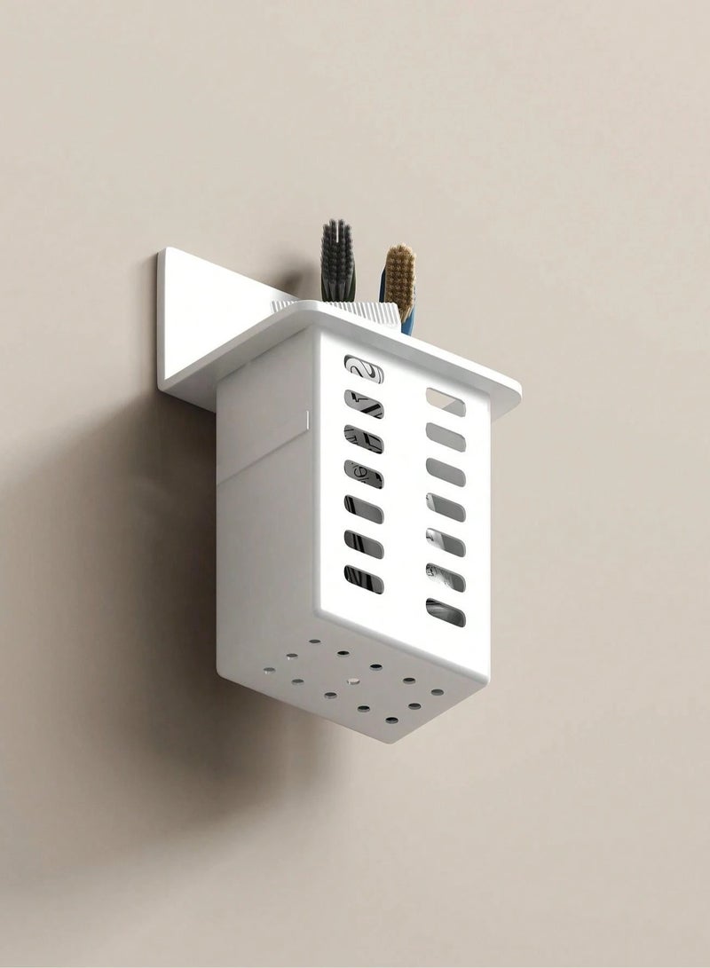 حامل فرشاة أسنان 2 قطعة، حامل معجون أسنان جداري منظم للحمام بدون حفر - Image 4