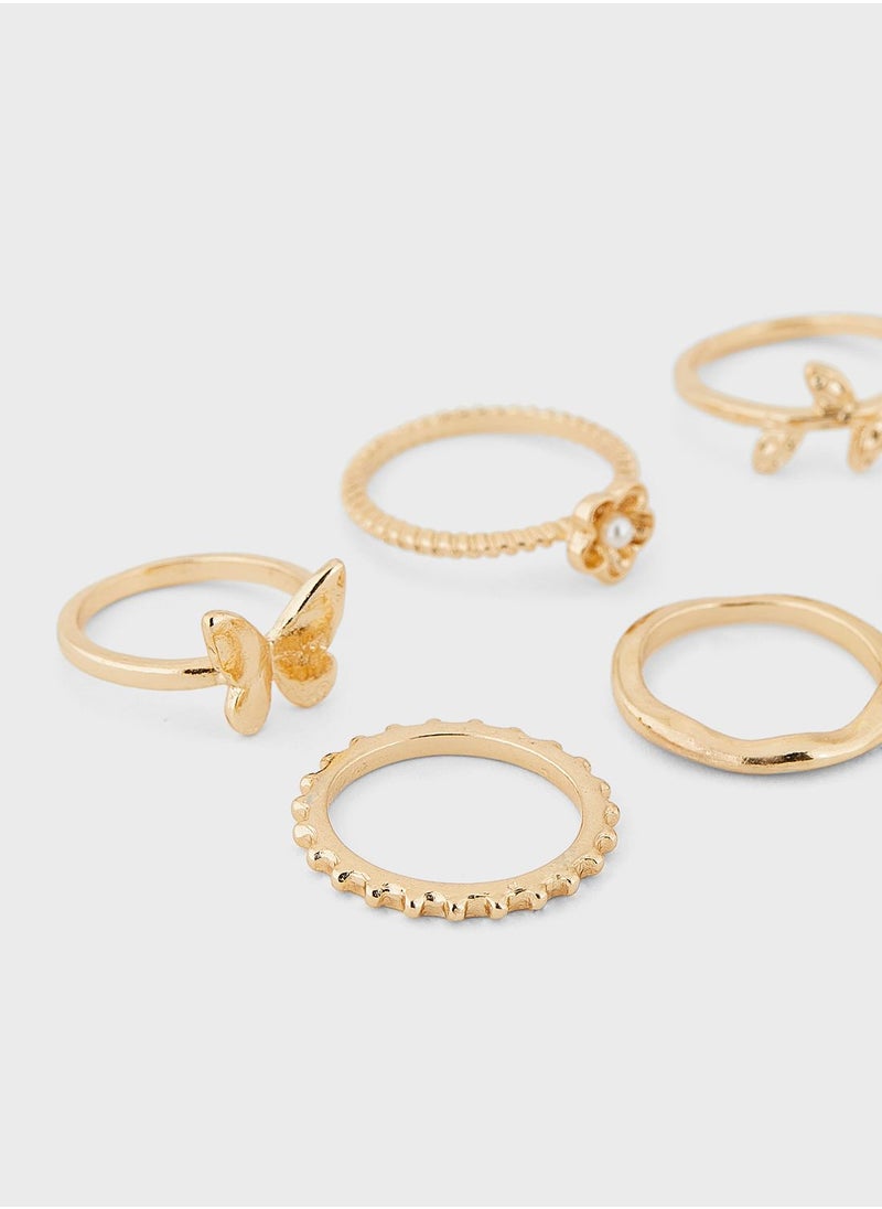Ginger - 8 Pack Mix Butterfly Ring Set - Image 1