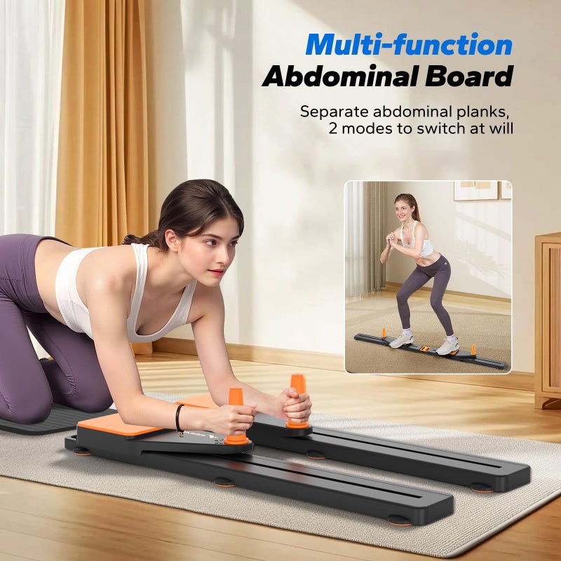 MERACH Pilates Board, Multifunctional Abdominal Plate, Detachable Ab Trainer Machine with Anti-Slip and Quiet Design, Portable Pilates Reformer for Core Workouts, Home Gym Equipment for Women (Black) - Image 2