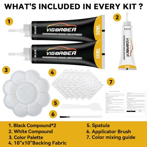 Vigorder Black Leather Repair Kit for Furniture, Leather Seat Repair Kit for Cars, Easily Restore Car Interior, Sofa, Purse and Jacket, Restore Any Material with Super Easy Instructions - Image 4