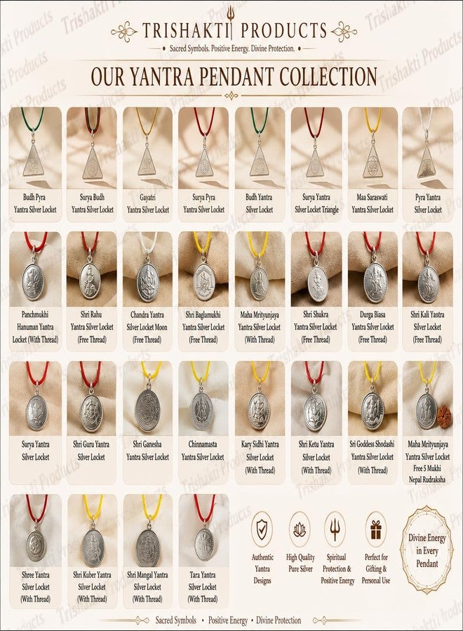 Trishakti PRODUCTS - The life healing products Silver Budh Pyra Yantra Pendant Energised Budha Pyra yantra Locket, Silver 7 gm, Triangle - Image 5