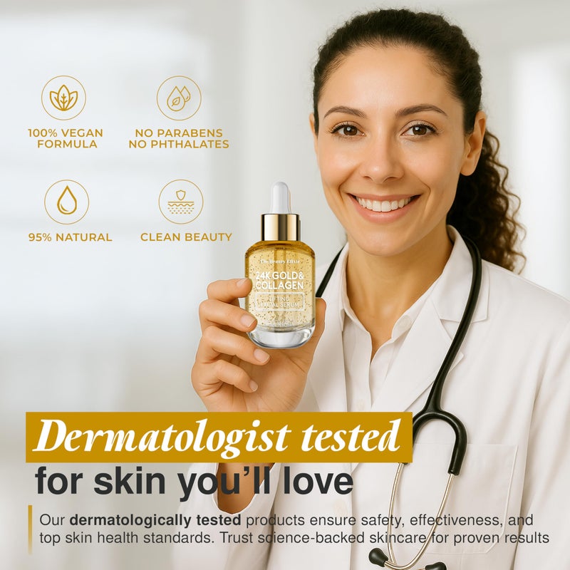 The Beauty Elixir Collagen Serum For Face with 24k Gold - Dermatologist Tested - Anti Aging, Ultra Hydrating, Fine Lines & Wrinkle Treatment - Clean Beauty Korean Skin Care for All Skin Types - 1.69oz - Image 5