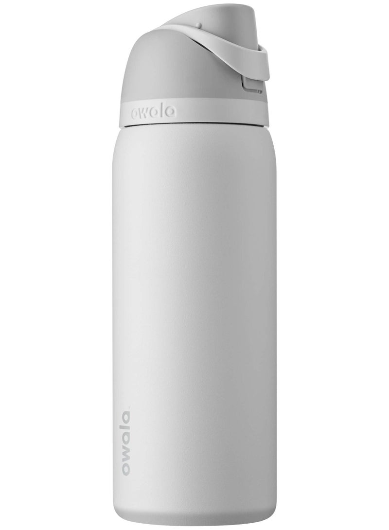 Owala FreeSip Insulated Stainless Steel Water Bottle with Straw, BPA-Free Sports Water Bottle, Great for Travel, 32 Oz, Shy Marshmallow - Image 1