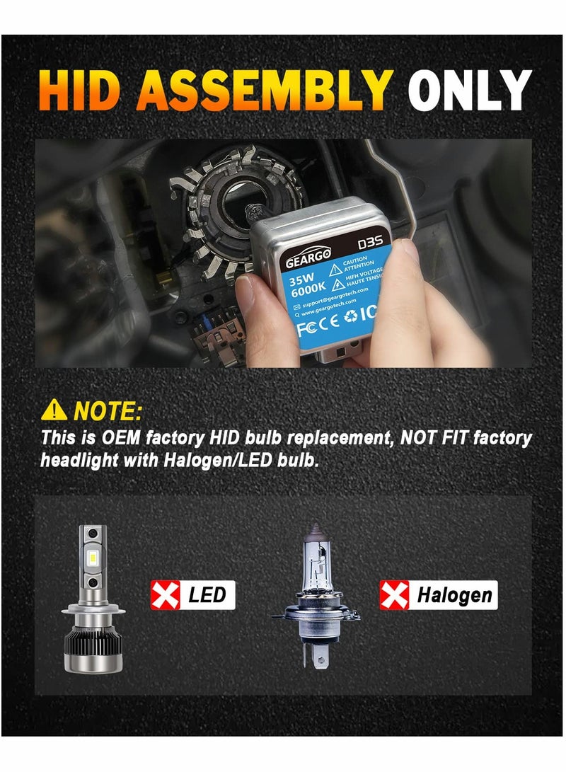 Captaintech HID Headlight Bulb, D3S 500% Brightness 16000LM, 6000K White, OEM Xenon Replacement Bulbs Plug and Play 66340 42403 42302（2 PCS）  - Image 4