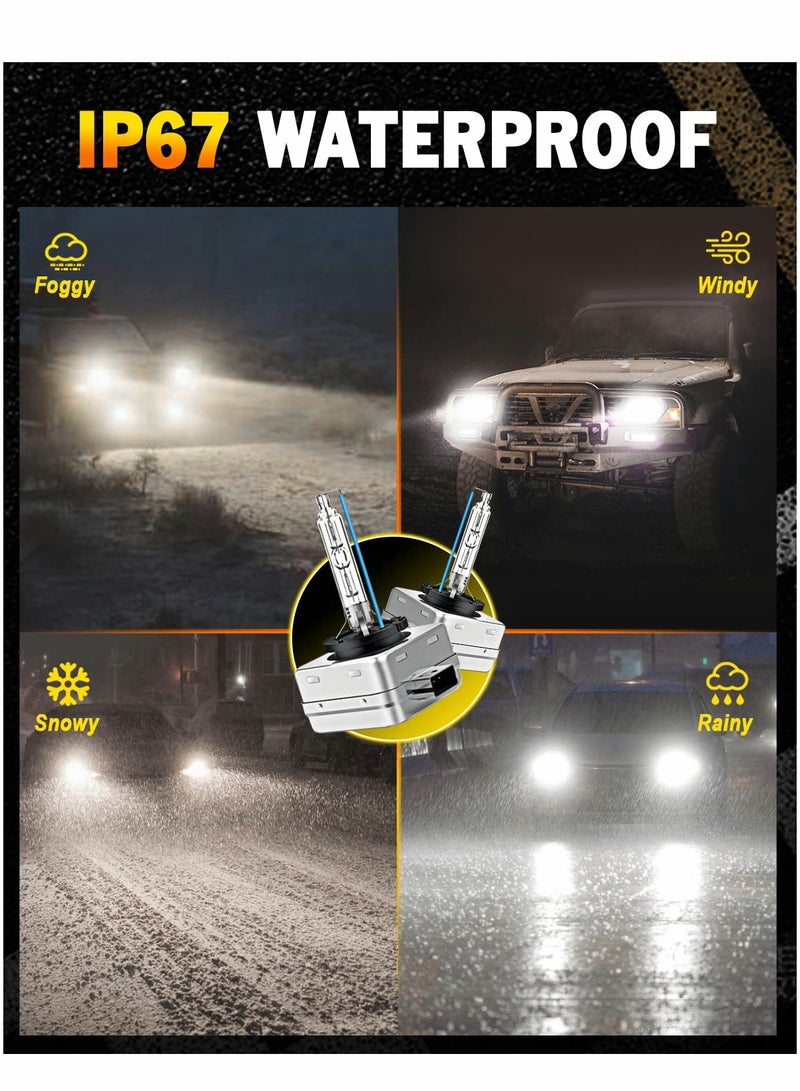 Captaintech HID Headlight Bulb, D3S 500% Brightness 16000LM, 6000K White, OEM Xenon Replacement Bulbs Plug and Play 66340 42403 42302（2 PCS）  - Image 3