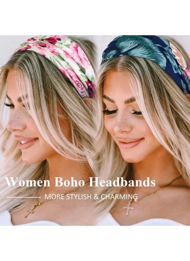 AKTVSHOW 12 Pack Boho Headbands For Women Non Slip Wide Women Headbands For Hair Fashion Elastic Hair Bands For Women'S Hair Yoga Workout Sweat Bands Headband For Women Trendy Hair Accessories  - Image 2