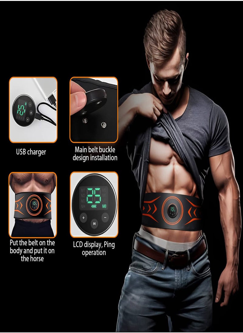 KASTWAVE Abs Stimulator with Figure 8 Resistance Band Ab Machine Fitness Workout Equipment for Men Women Abdominal Muscle Burn Fat and Loss Weight at Home Office Abdominal Workout Belt 24"-55" Black  - Image 2