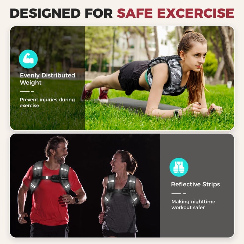 BAGAIL Comfort-Fit Weighted Vest for Woman, Even Weight Distribution, Faster Weight Loss, No-Chafe or Bounce for Walking & Running with Detachable Phone Pouch & Reflective Stripes (Available 5-30lbs) - Image 4