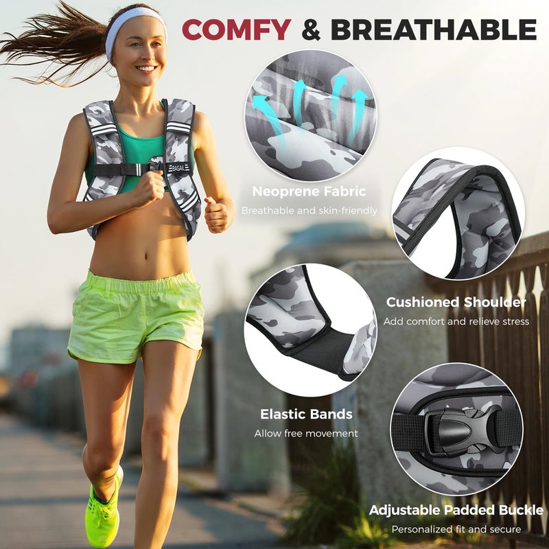 BAGAIL Comfort-Fit Weighted Vest for Woman, Even Weight Distribution, Faster Weight Loss, No-Chafe or Bounce for Walking & Running with Detachable Phone Pouch & Reflective Stripes (Available 5-30lbs) - Image 2