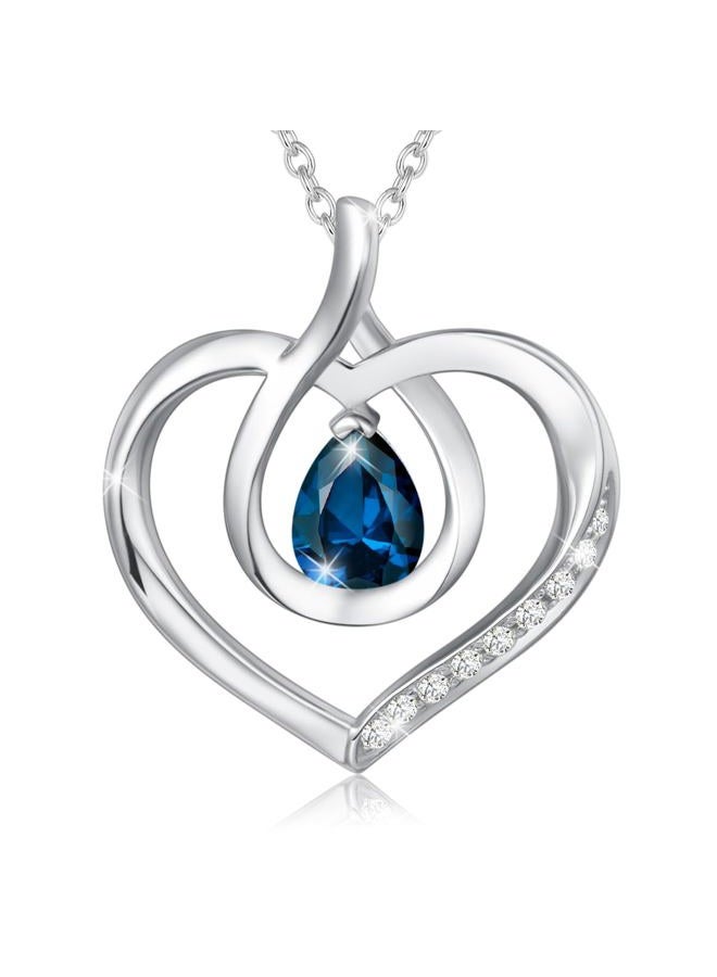 Agvana Heart Necklace for Women 925 Sterling Silver Birthstone Pendant Necklace Jewellery for Women Mom Girlfriend Valentine's Day Birthday Gift - Image 1