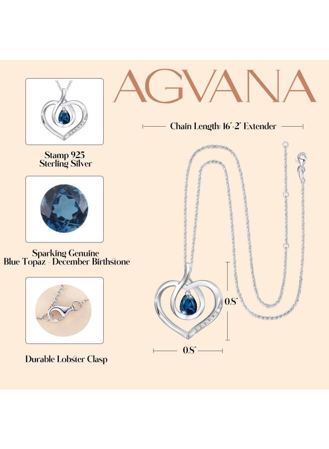 Agvana Heart Necklace for Women 925 Sterling Silver Birthstone Pendant Necklace Jewellery for Women Mom Girlfriend Valentine's Day Birthday Gift - Image 4