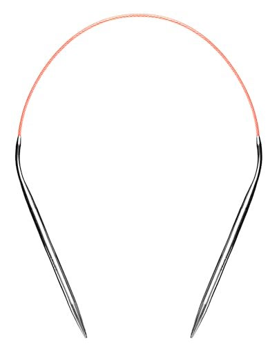 cuteDIY Size 8 Circular Knitting Needles 16 Inch Round Metal (Etched US&mm, Color-Coded Cable, Smooth Join) - Image 1
