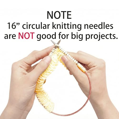 cuteDIY Size 8 Circular Knitting Needles 16 Inch Round Metal (Etched US&mm, Color-Coded Cable, Smooth Join) - Image 5
