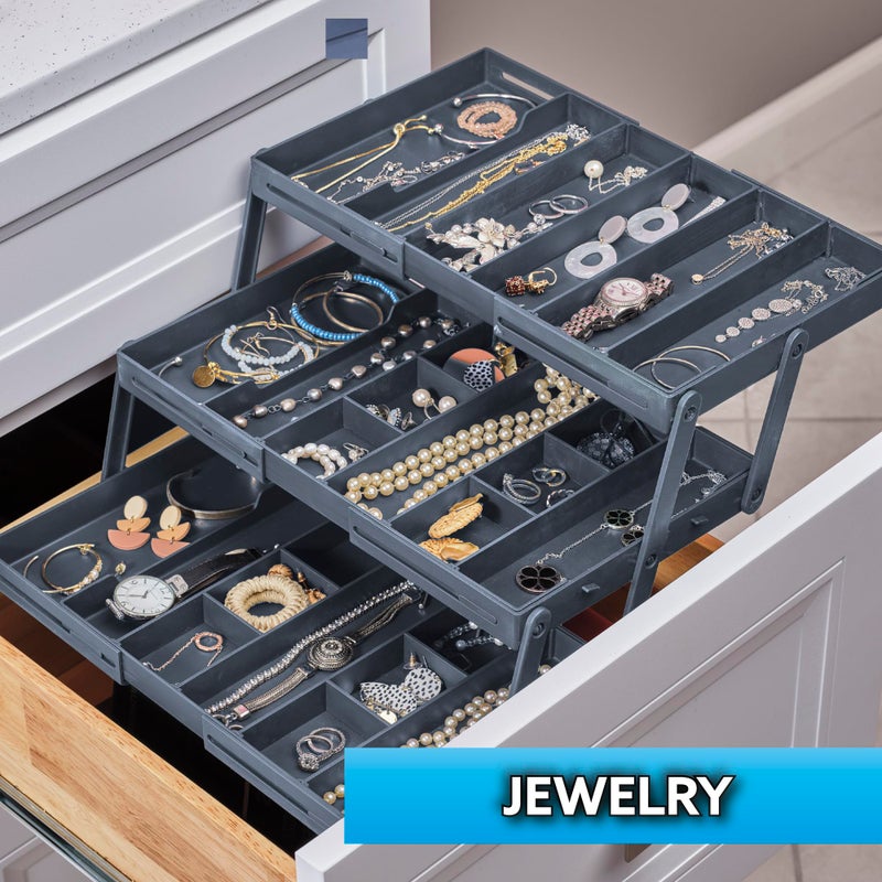 Ontel Smart Drawer Organizer, Multi-Level Jewelry and Cosmetics Storage, Black, 2.65 in - Image 4